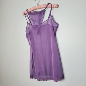Victoria's Secret Vintage Chemise Set Purple Sheer Lace Babydoll Slip